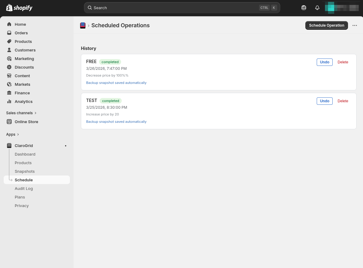 Scheduled Operations